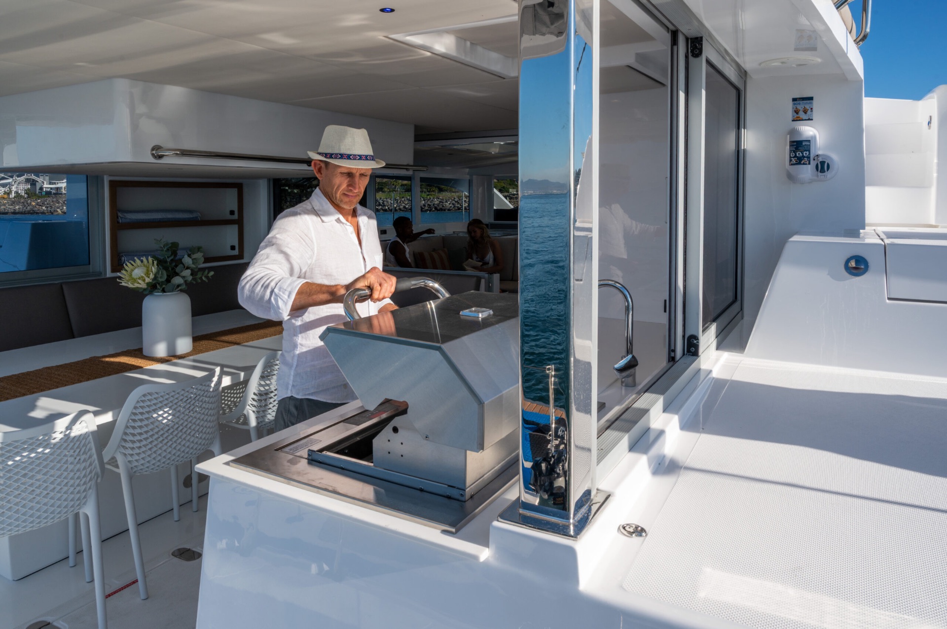 Outdoor grill station aboard the Voyage 590