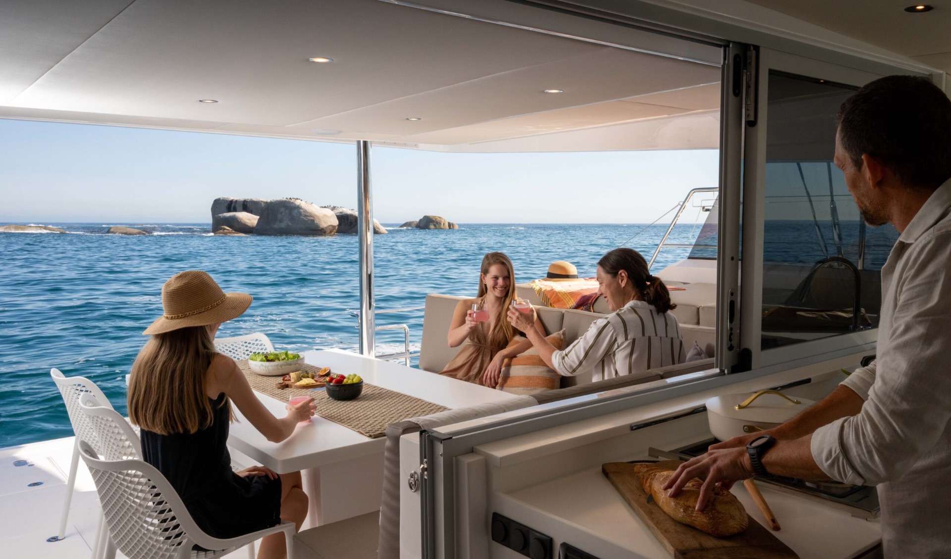 Voyage 510 indoor-outdoor dining and galley servery