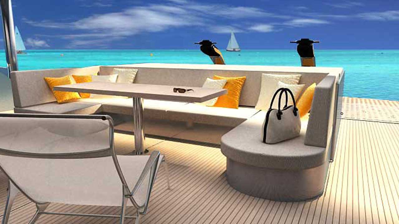 Blue Coast 75 flybridge seating