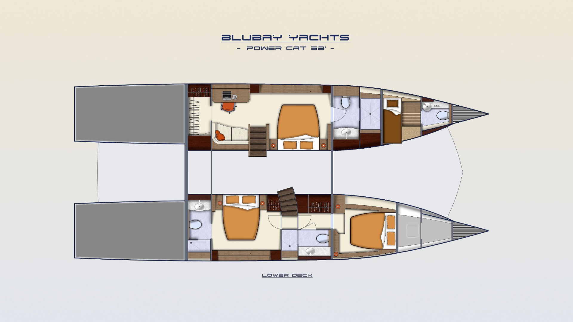 Blue Coast 58 Lower Deck Layout
