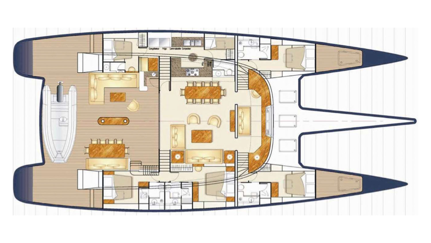 Blue Coast 92 Main and Lower Deck Layout